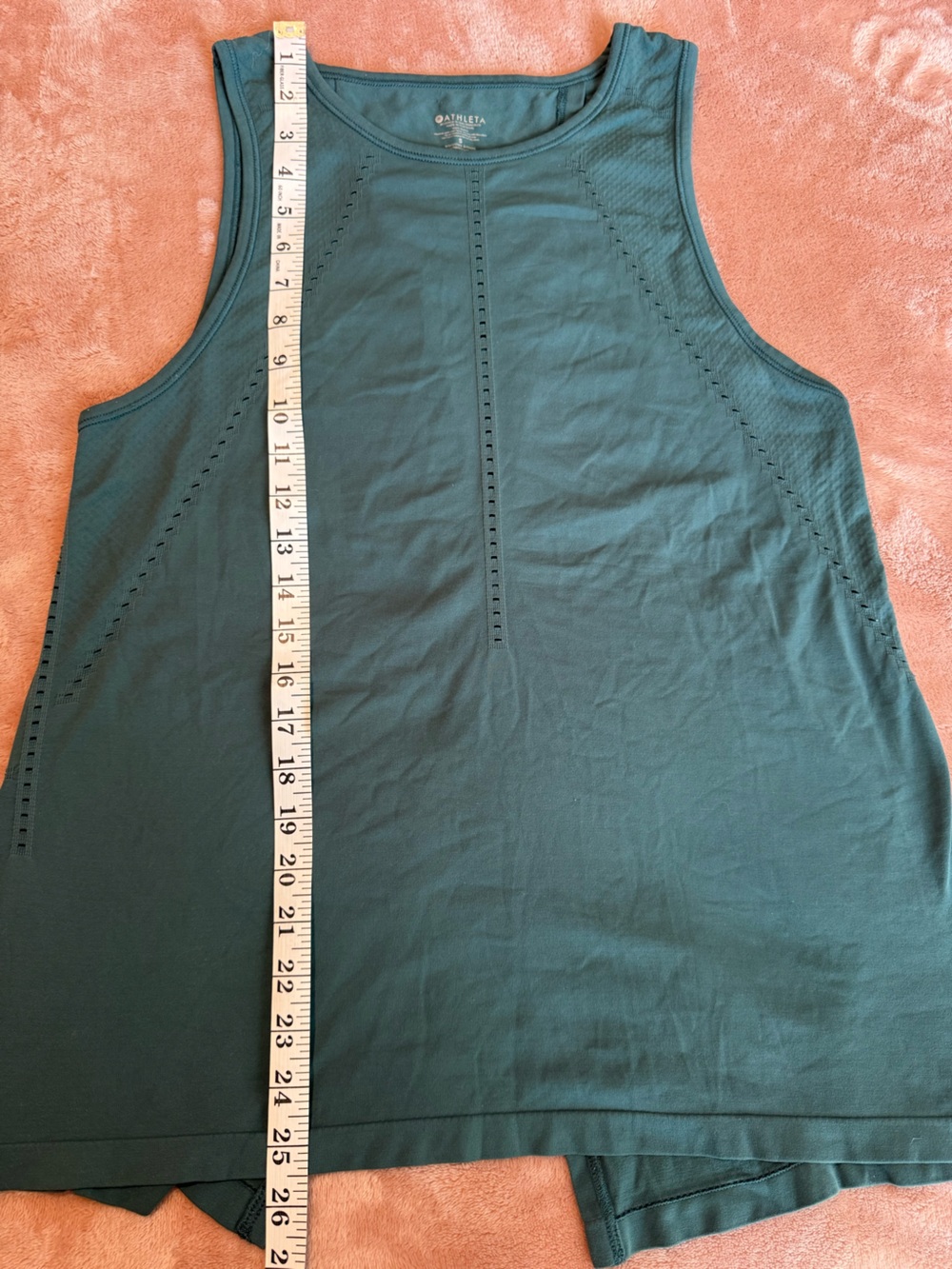 Athleta Perforated Cross-Back Tank Top, Teal, Size Small - Picture 4 of 5